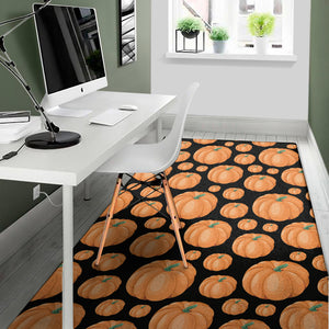 Orange Pumpkin Pattern Print Area Rug