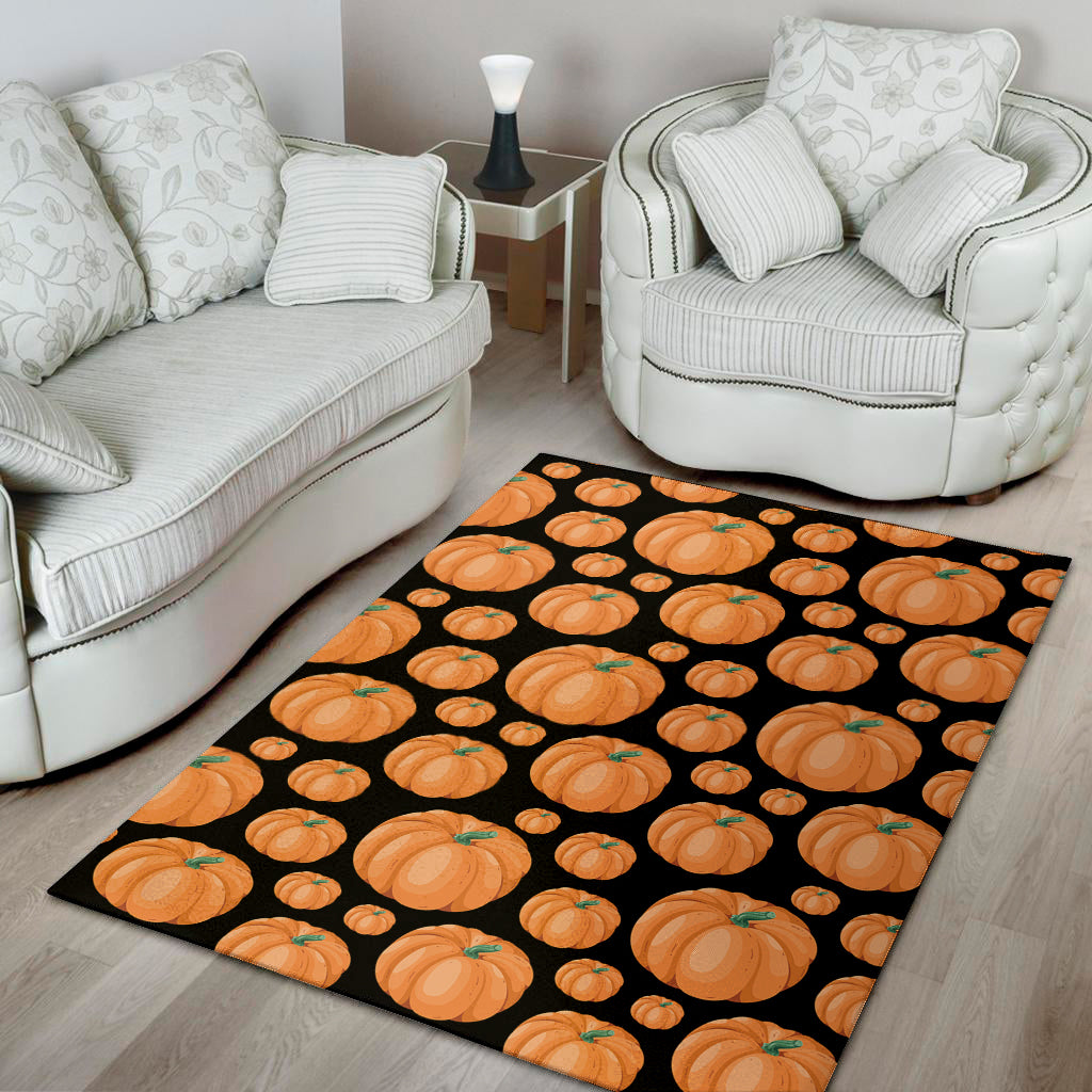 Orange Pumpkin Pattern Print Area Rug