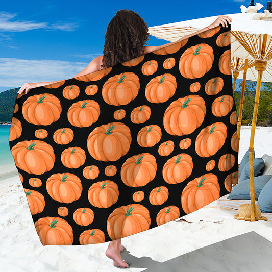 Orange Pumpkin Pattern Print Beach Sarong Wrap