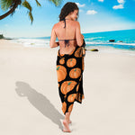 Orange Pumpkin Pattern Print Beach Sarong Wrap