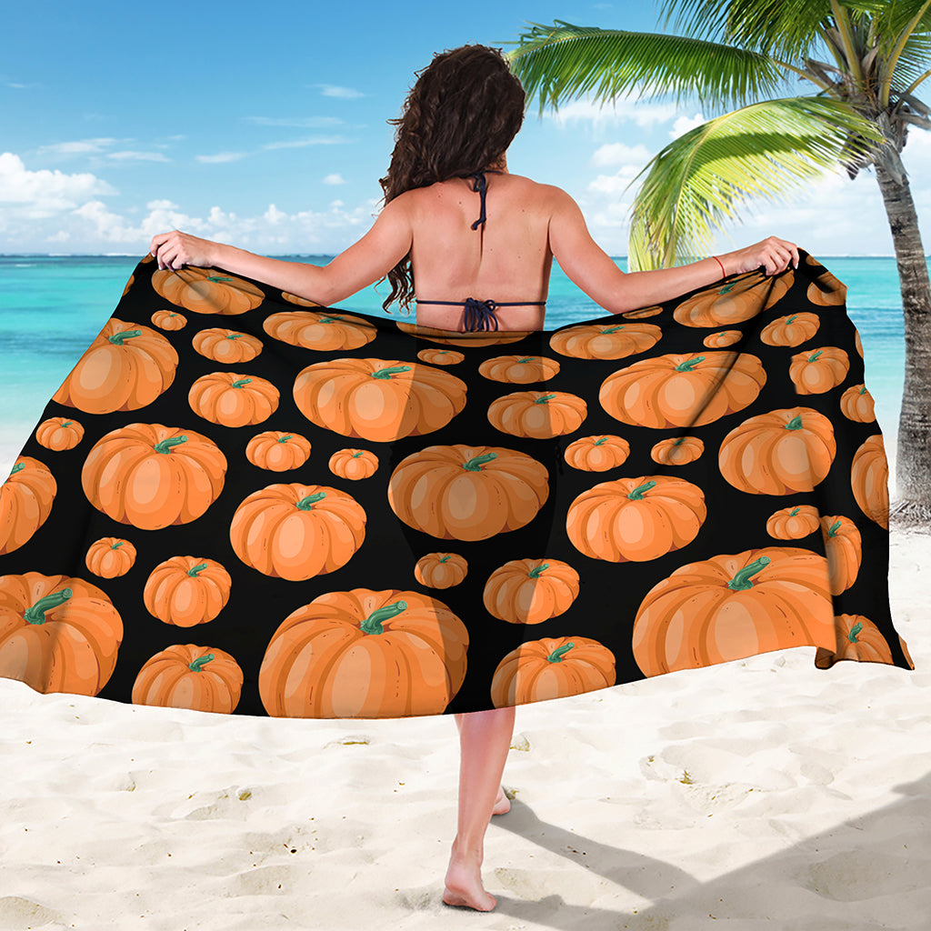 Orange Pumpkin Pattern Print Beach Sarong Wrap