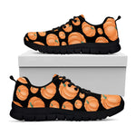 Orange Pumpkin Pattern Print Black Sneakers