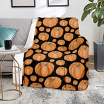 Orange Pumpkin Pattern Print Blanket