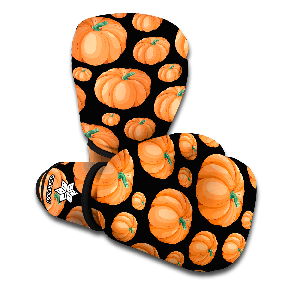 Orange Pumpkin Pattern Print Boxing Gloves