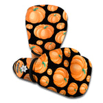 Orange Pumpkin Pattern Print Boxing Gloves