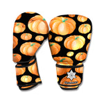 Orange Pumpkin Pattern Print Boxing Gloves