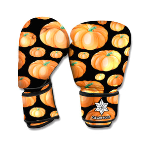 Orange Pumpkin Pattern Print Boxing Gloves