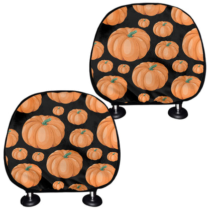 Orange Pumpkin Pattern Print Car Headrest Covers