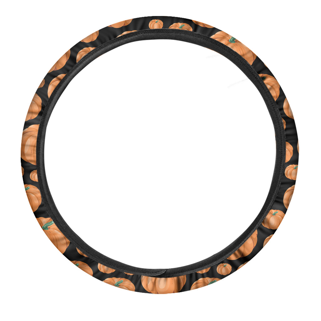 Orange Pumpkin Pattern Print Car Steering Wheel Cover