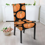 Orange Pumpkin Pattern Print Dining Chair Slipcover