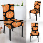 Orange Pumpkin Pattern Print Dining Chair Slipcover