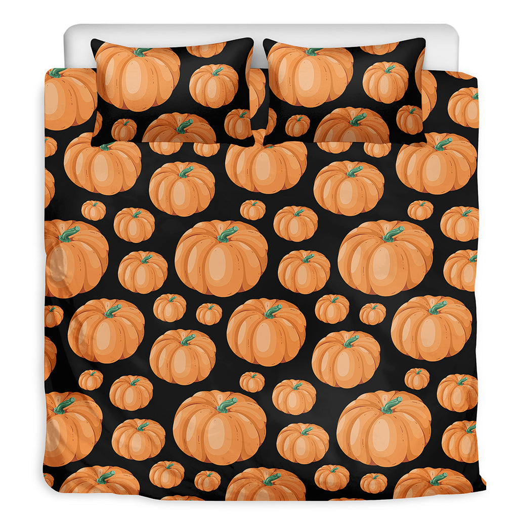 Orange Pumpkin Pattern Print Duvet Cover Bedding Set