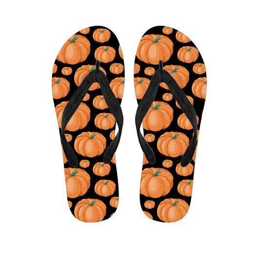 Orange Pumpkin Pattern Print Flip Flops
