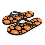 Orange Pumpkin Pattern Print Flip Flops