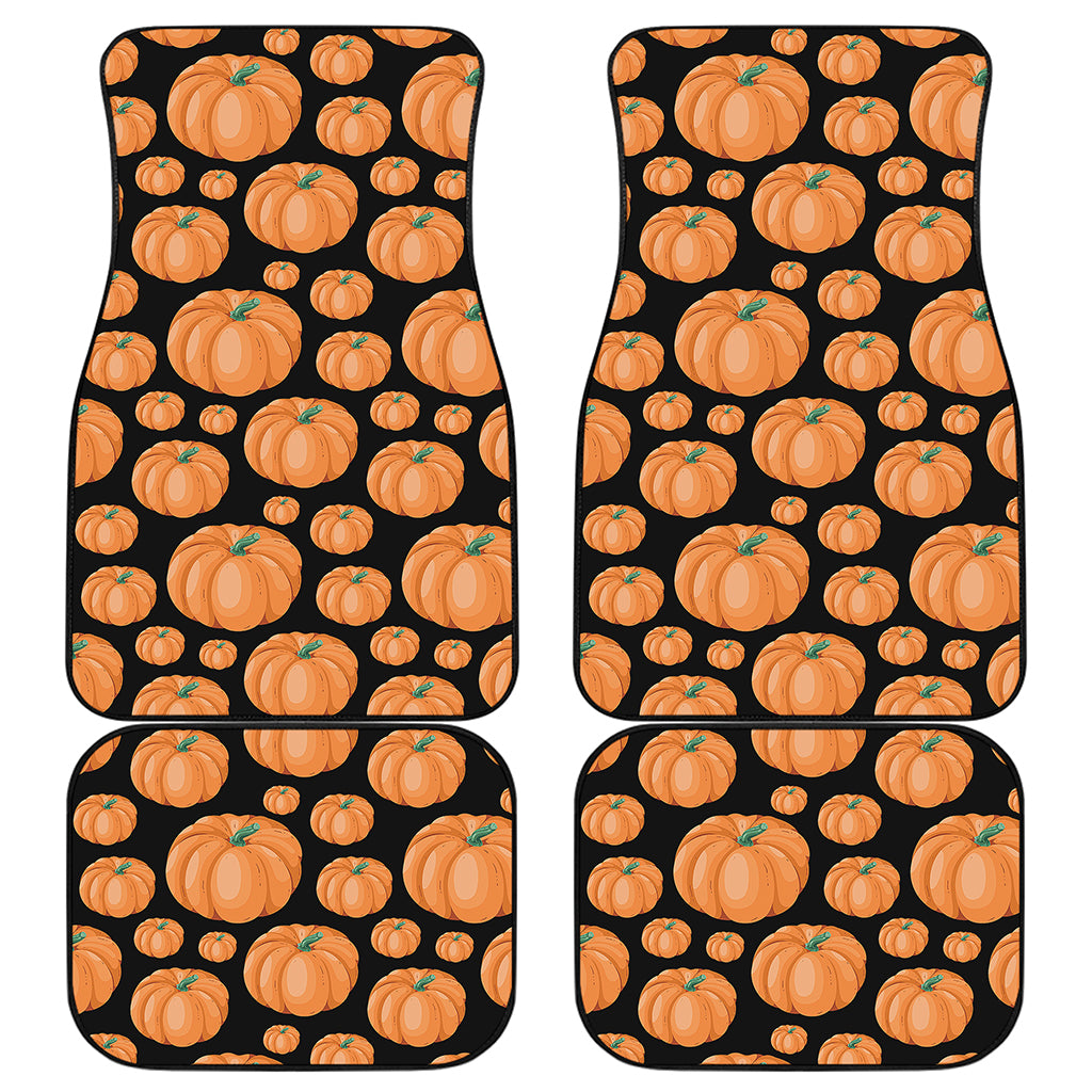 Orange Pumpkin Pattern Print Front and Back Car Floor Mats