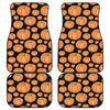 Orange Pumpkin Pattern Print Front and Back Car Floor Mats