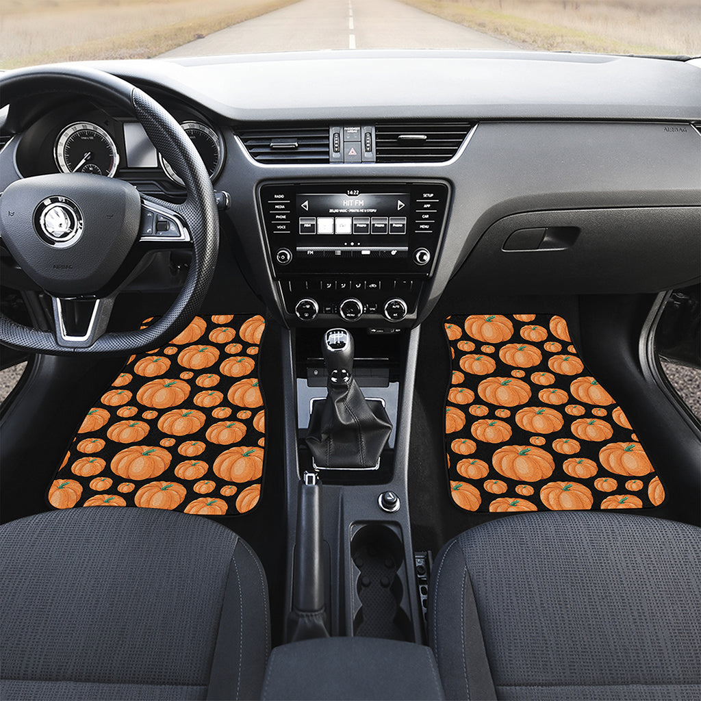 Orange Pumpkin Pattern Print Front and Back Car Floor Mats