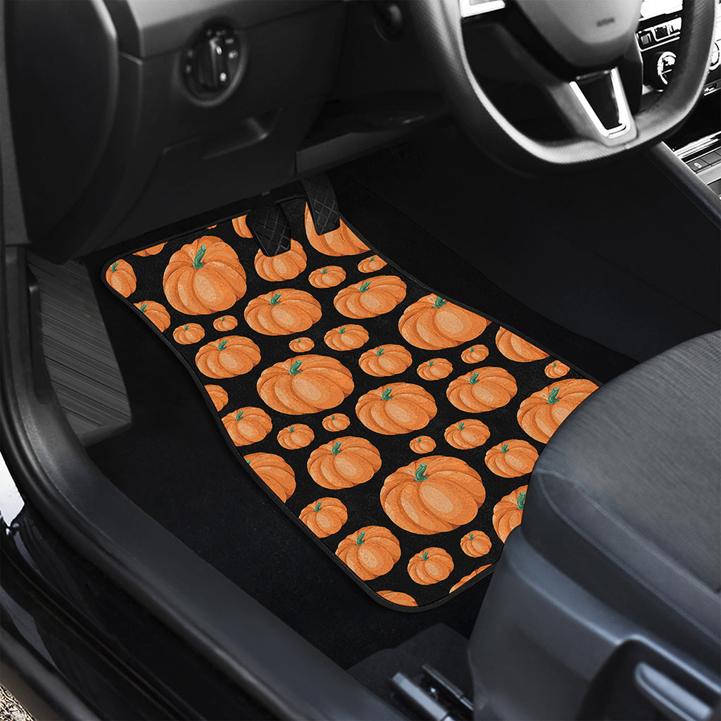 Orange Pumpkin Pattern Print Front and Back Car Floor Mats