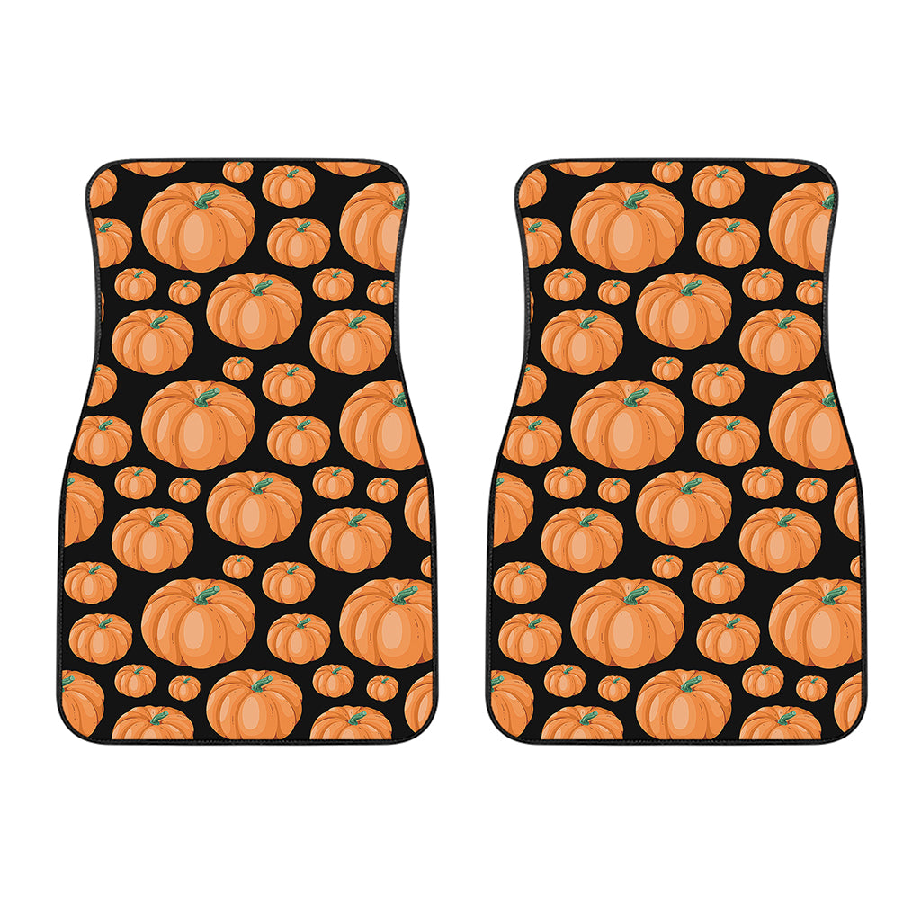 Orange Pumpkin Pattern Print Front Car Floor Mats