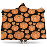 Orange Pumpkin Pattern Print Hooded Blanket