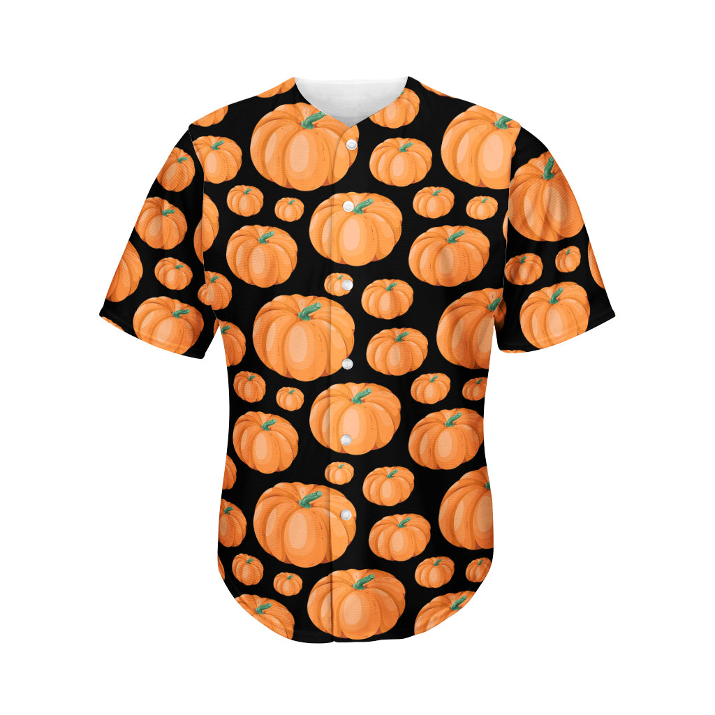 Orange Pumpkin Pattern Print Men's Baseball Jersey