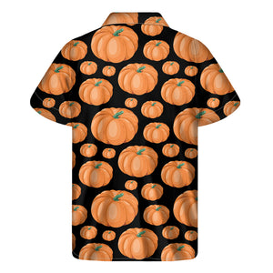 Orange Pumpkin Pattern Print Men's Short Sleeve Shirt