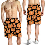 Orange Pumpkin Pattern Print Men's Shorts