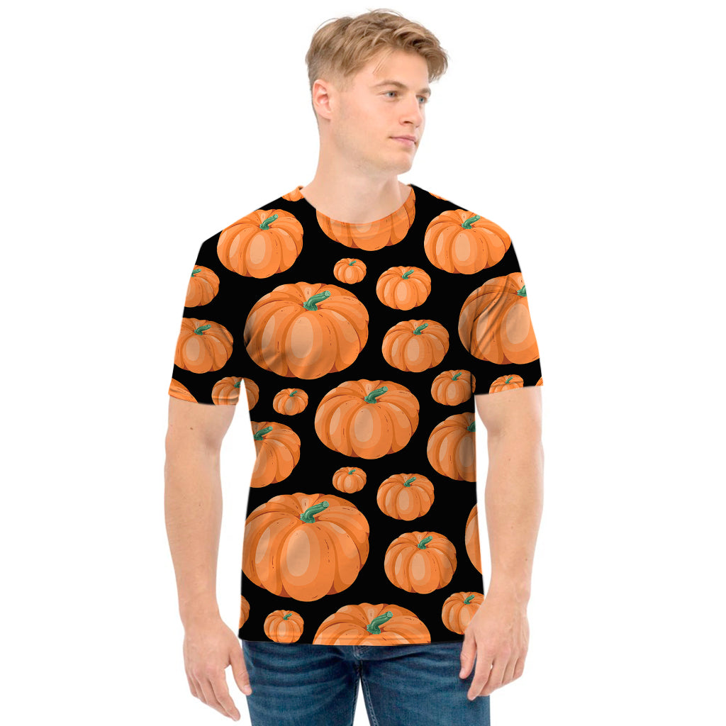 Orange Pumpkin Pattern Print Men's T-Shirt