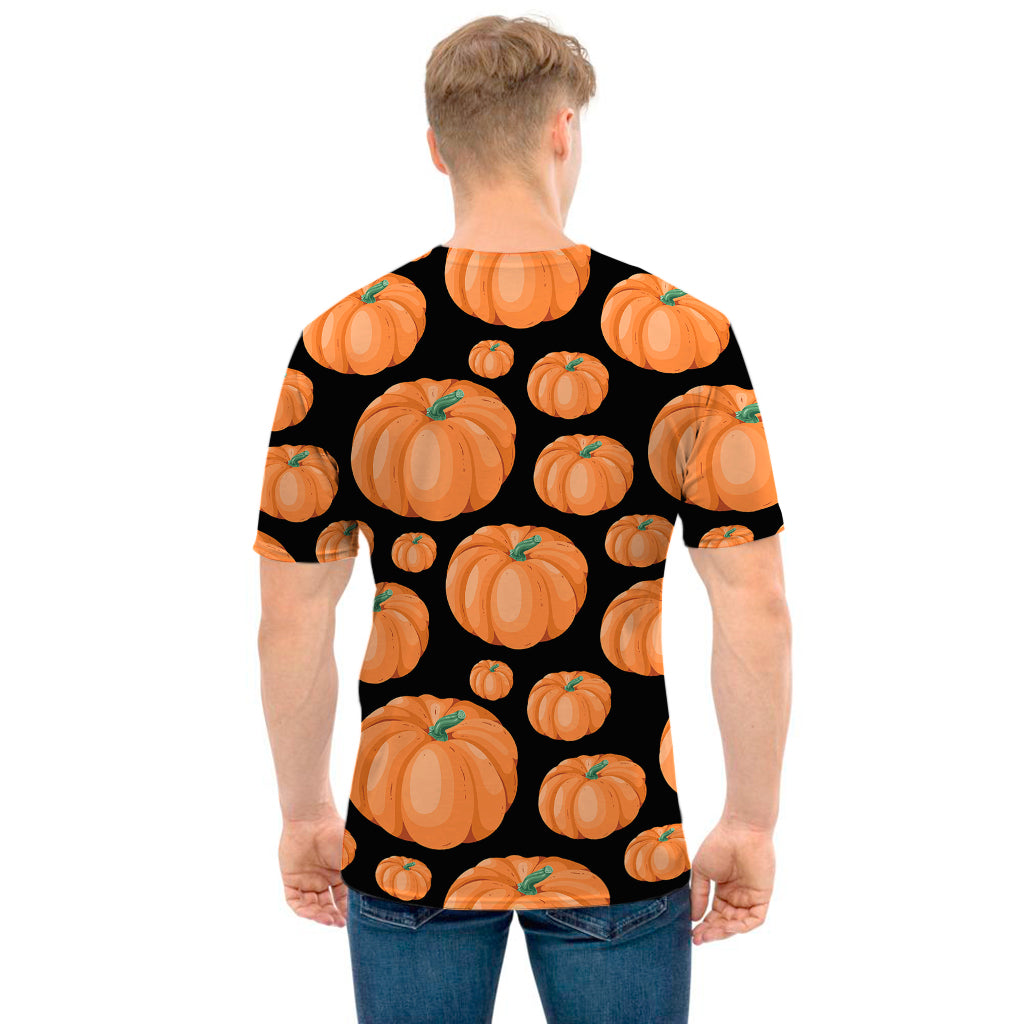 Orange Pumpkin Pattern Print Men's T-Shirt