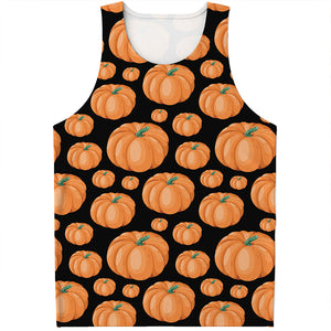 Orange Pumpkin Pattern Print Men's Tank Top