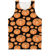 Orange Pumpkin Pattern Print Men's Tank Top