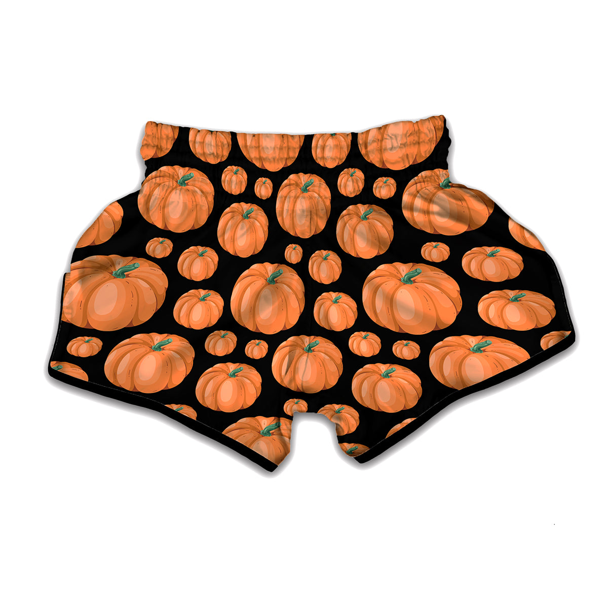 Orange Pumpkin Pattern Print Muay Thai Boxing Shorts