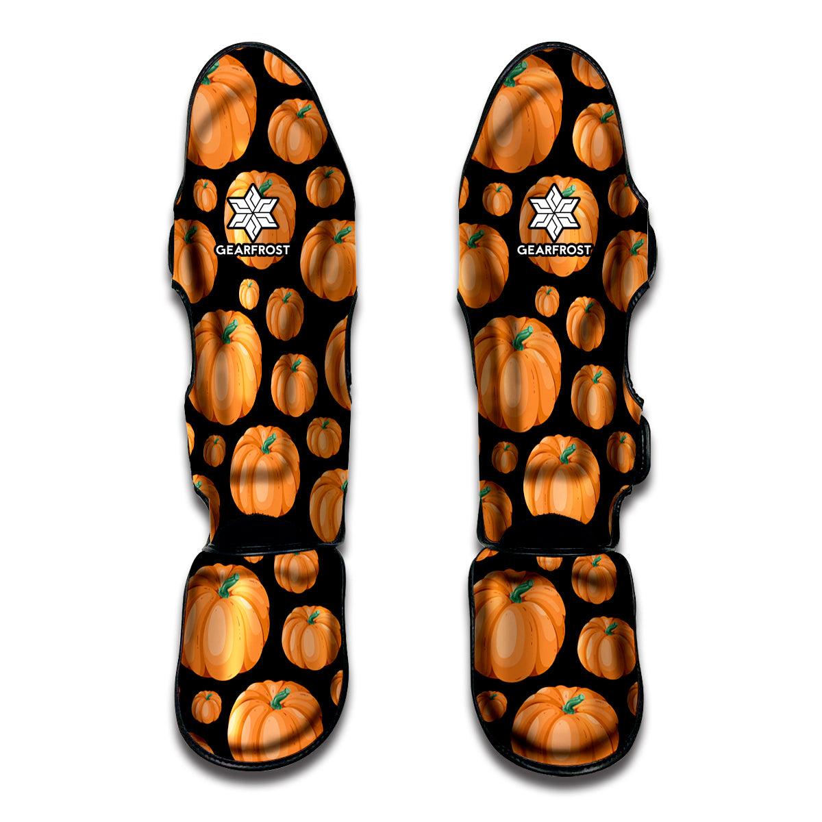 Orange Pumpkin Pattern Print Muay Thai Shin Guard