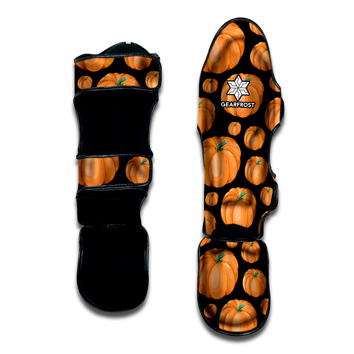 Orange Pumpkin Pattern Print Muay Thai Shin Guard