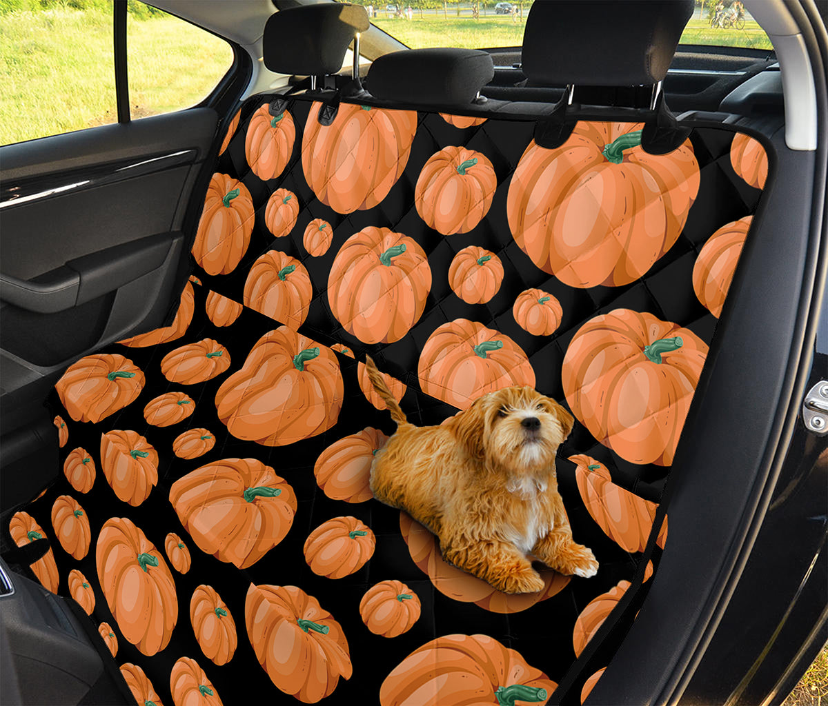 Orange Pumpkin Pattern Print Pet Car Back Seat Cover