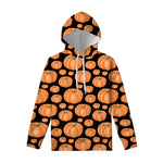 Orange Pumpkin Pattern Print Pullover Hoodie