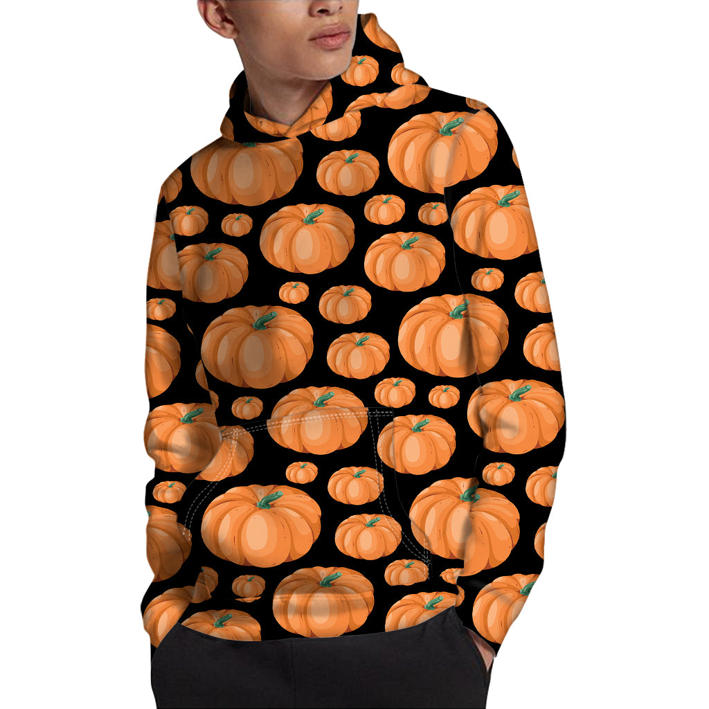 Orange Pumpkin Pattern Print Pullover Hoodie