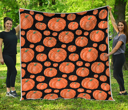 Orange Pumpkin Pattern Print Quilt