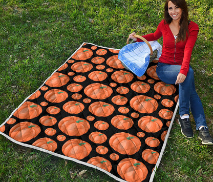 Orange Pumpkin Pattern Print Quilt