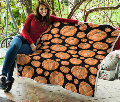 Orange Pumpkin Pattern Print Quilt