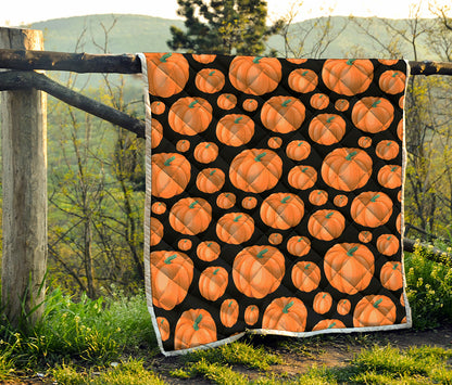 Orange Pumpkin Pattern Print Quilt