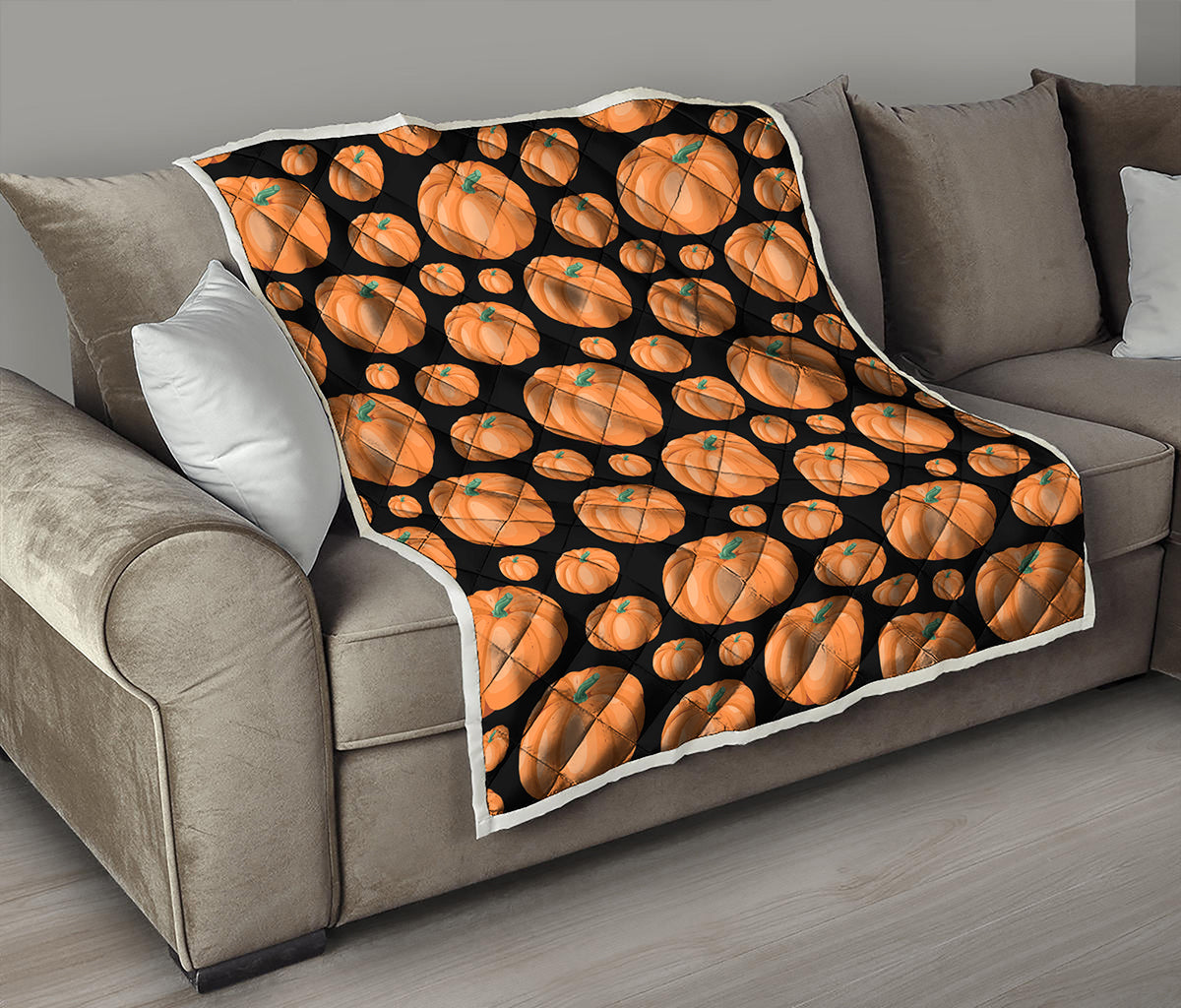 Orange Pumpkin Pattern Print Quilt