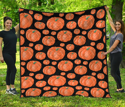 Orange Pumpkin Pattern Print Quilt