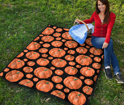Orange Pumpkin Pattern Print Quilt