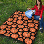 Orange Pumpkin Pattern Print Quilt