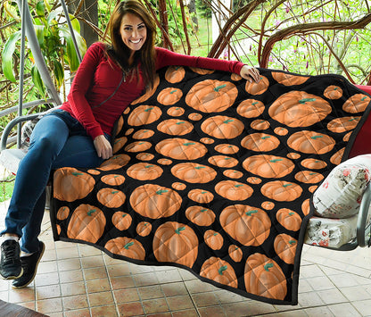 Orange Pumpkin Pattern Print Quilt