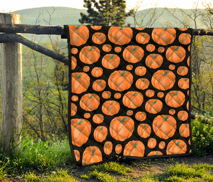 Orange Pumpkin Pattern Print Quilt