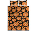 Orange Pumpkin Pattern Print Quilt Bed Set