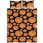 Orange Pumpkin Pattern Print Quilt Bed Set