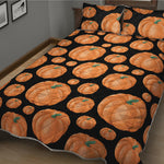 Orange Pumpkin Pattern Print Quilt Bed Set